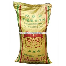 Chine Le polypropylène tissé par emballage jaune d'alimentation de porc renvoie/sac tissé imprimé par Flexo fournisseur